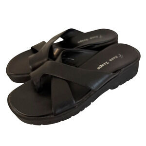 Bare Traps Women's Sandals Size 6 Christy Black Leather Shoes Chunky Y2K Comfort